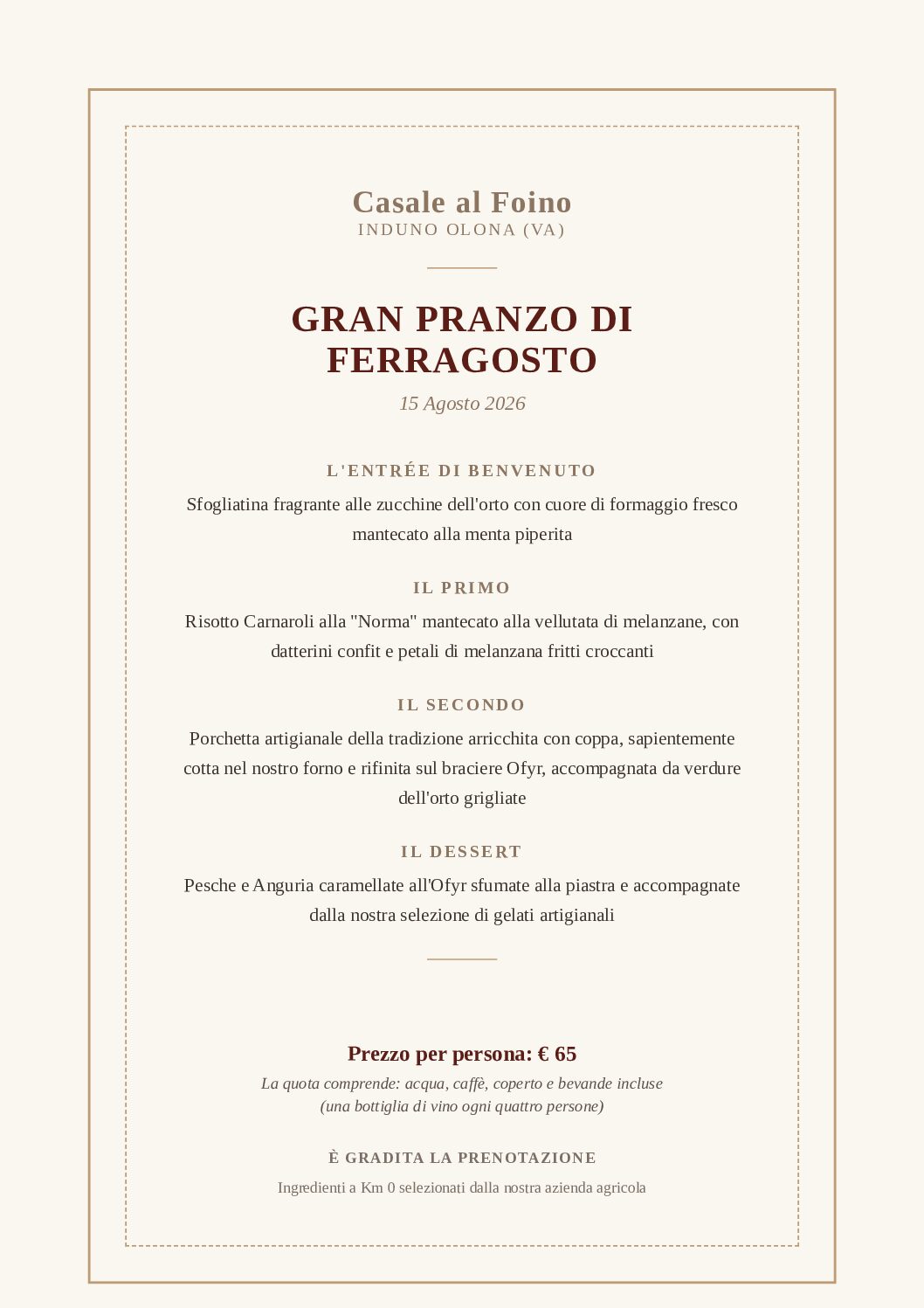 menu ferragosto 2026