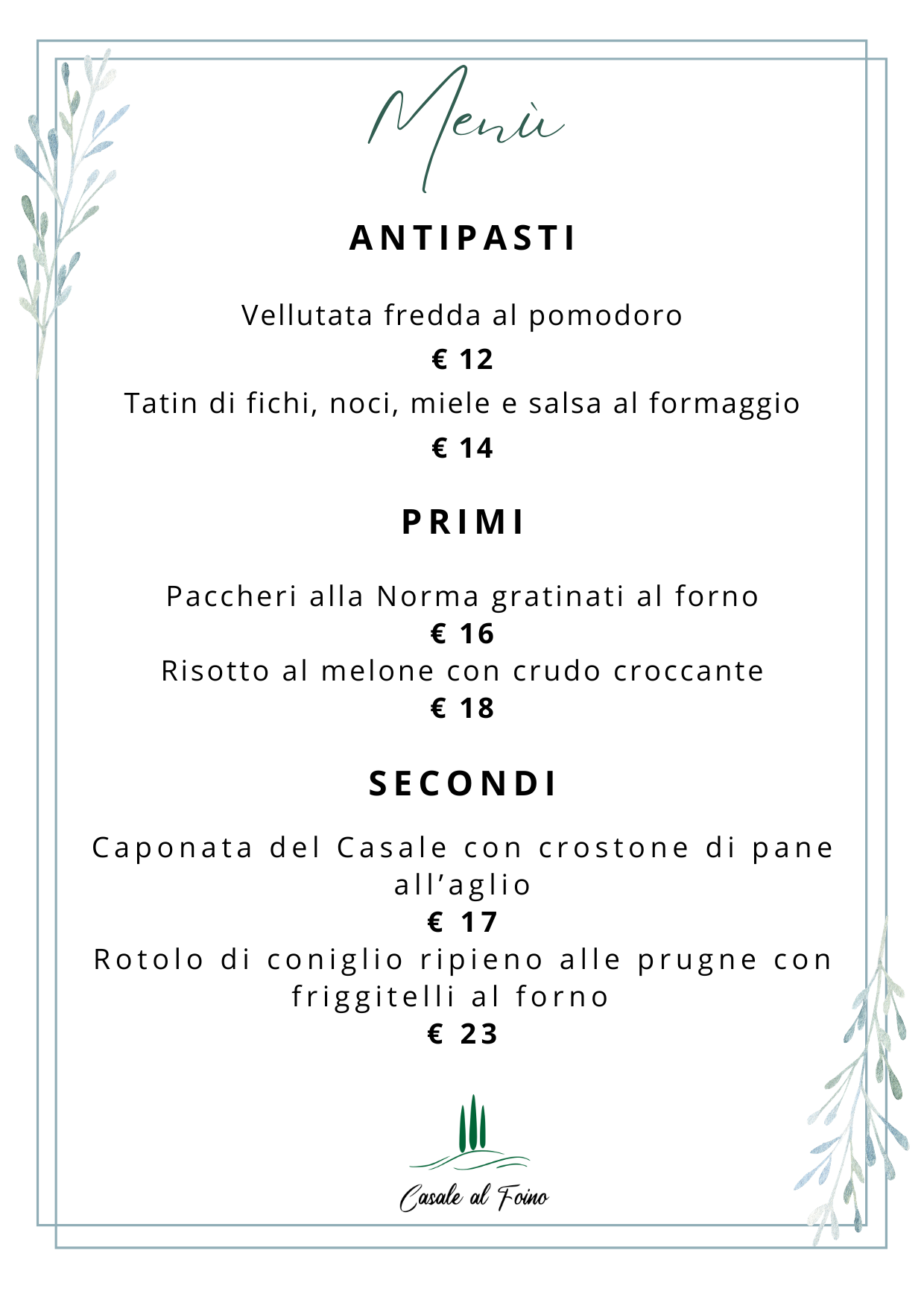 MENU' AGOSTO 2026